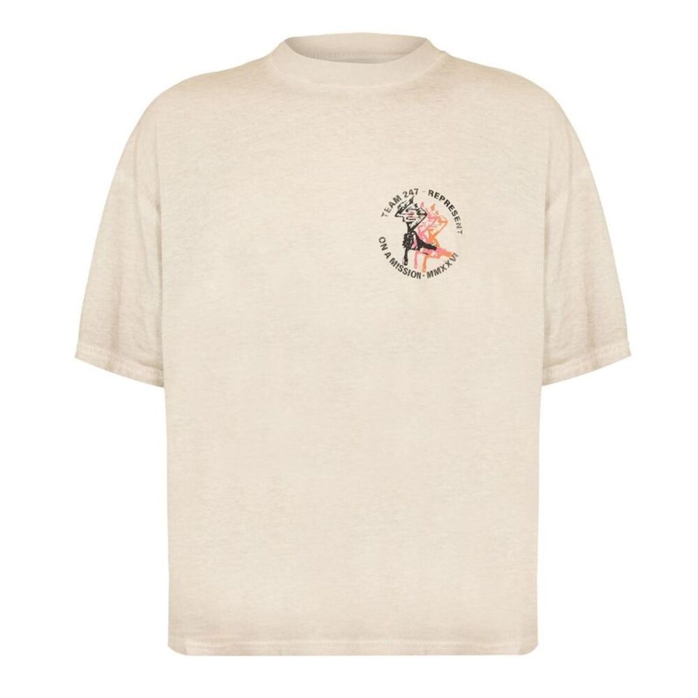 Represent Mens Team 247 On A Mission T-Shirt / Bleach Wash